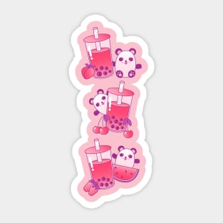 Boba Bubble Tea Panda Bears Sticker